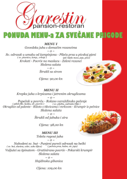 PONUDA MENU-a ZA SVEČANE PRIGODE
