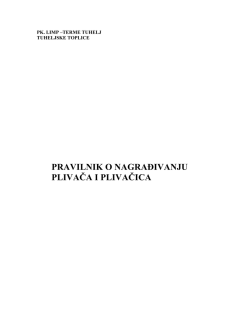 pravilnik o nagrađivanju plivača i plivačica