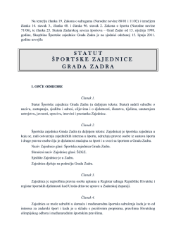 Na temelju Zakona o udrugama (N - &Scaron;portska zajednica Grada Zadra