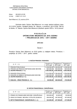 P R O R A Č U N OPĆINE STARI MIKANOVCI ZA 2015. GODINU I