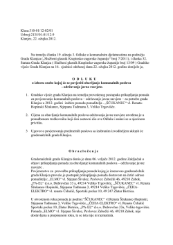 Odluka o izboru osobe kojoj se povjerava obavljanje komunalnih