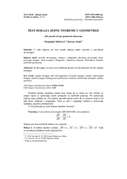 &Scaron;EST DOKAZA JEDNE TEOREME IZ GEOMETRIJE