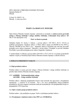 06.08.2014. POZIV ZA DOSTAVU PONUDE