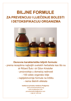 biljne formule - Institut za prirodnu medicinu Podgorica