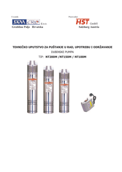 Uputstvo za pu&scaron;tanje u rad, upotrebu i održavanje