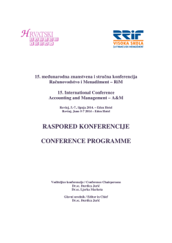 RASPORED KONFERENCIJE CONFERENCE PROGRAMME