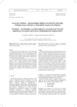 analiza tehno &ndash; ekonomske prihvatljivosti metode utiskivanja otpada