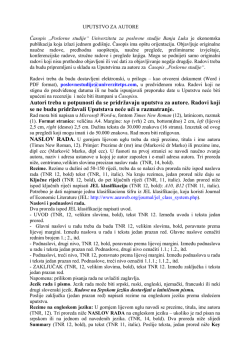 Autori treba u potpunosti da se pridržavaju uputstva za autore