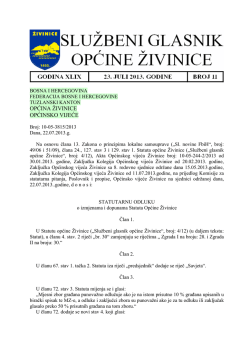 Službeni glasnik, broj 11/13 od 23.07.2013. godine