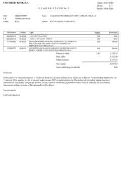 Izvod broj 5 od 30.06.2014.g.