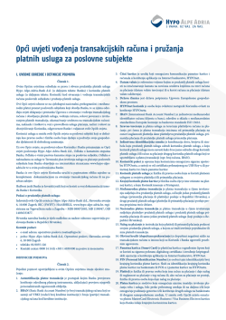 Opći uvjeti vođenja transakcijskih računa i pružanja platnih usluga