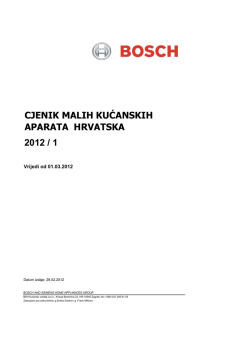 CJENIK MALIH KUĆANSKIH APARATA HRVATSKA 2012 / 1