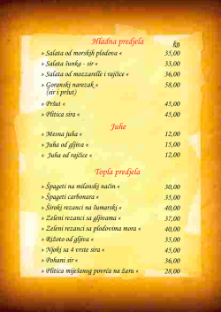 Hladna predjela Juhe Topla predjela