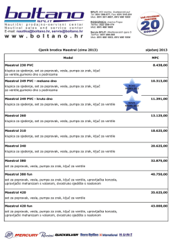 Cjenik brodica Maestral (zima 2013) siječanj 2013 Model