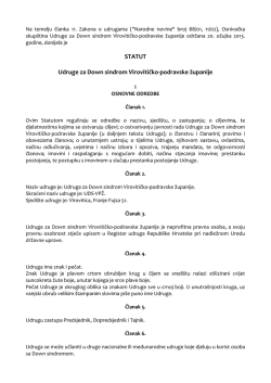 Statut Udruge - Udruga za Down sindrom