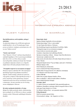 22. svibnja 2013. Dan laičkih pokreta, novih zajednica, udruga