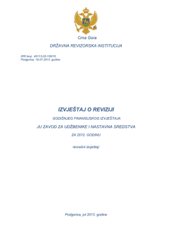 Izvje&scaron;taj o reviziji Godi&scaron;njeg finansijskog izvje&scaron;taja JU Zavod za