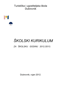 Školski kurikulum 2012. / 2013. - Turistička i ugostiteljska škola