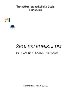 &Scaron;kolski kurikulum 2012. / 2013. - Turistička i ugostiteljska &scaron;kola