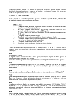 Poziv za redovnu glavnu skup&scaron;tinu