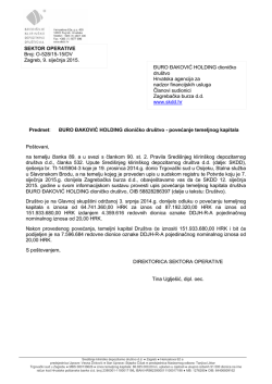 Predmet: ĐURO ĐAKOVIĆ HOLDING dioničko dru&scaron;tvo