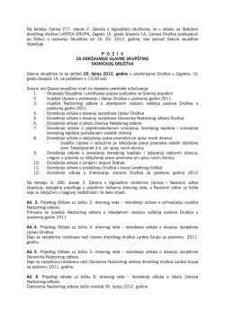 poziv na Glavnu skup&scaron;tinu