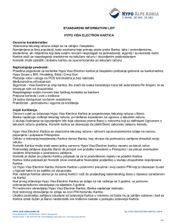 STANDARDNI INFORMATIVNI LIST HYPO VISA