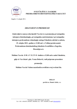 OBAVIJEST O PROMOCIJI - PBF.hr