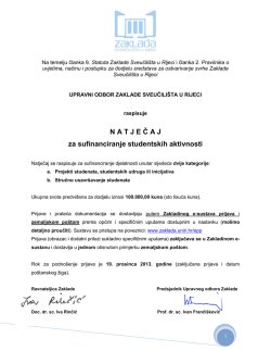 Natječaj za sufinanciranje studentskih aktivnosti