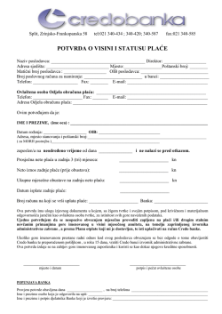 POTVRDA O VISINI I STATUSU PLAĆE