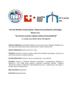 Peti dani BHAAAS, simpozij dječje i adolescentne psihijatrije i