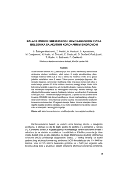 balans između ishemijskog i hemoragijskog rizika bolesnika sa