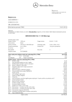 Informativna ponuda MB Vito 111 CDI Mixto dugi, DEMO VOZILO