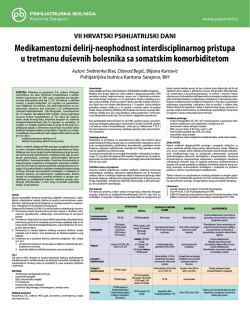 Medikamentozni delirij - Psihijatrijska bolnica Kantona Sarajevo