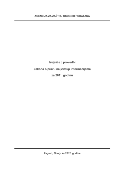 Izvje&scaron;će o provedbi Zakona o pravu na pristup informacijama za 2011