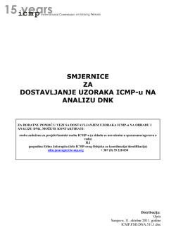 SMJERNICE ZA DOSTAVLJANJE UZORAKA ICMP
