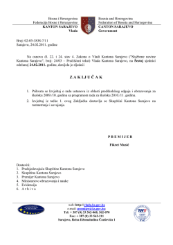 Z A K LJ U Č A K - Skup&scaron;tina Kantona Sarajevo