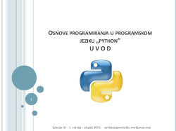 Osnove programiranja u programskom jeziku &bdquo;python&rdquo;