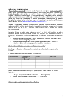 1 MIŠLJENJE O VERIFIKACIJI - Ministarstvo zaštite okoliša i prirode