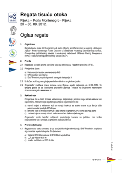 Regata tisuću otoka Oglas regate