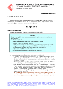 HRVATSKA UDRUGA ŠAHOVSKIH SUDACA Izvješće