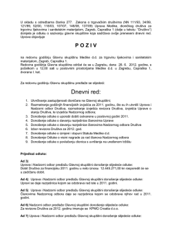 poziv na Glavnu skup&scaron;tinu