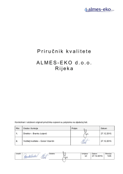 Priručnik kvalitete ALMES-EKO d.o.o. Rijeka