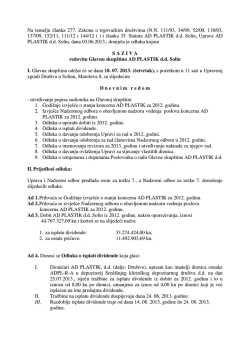 Saziv redovite Glavne skup&scaron;tine