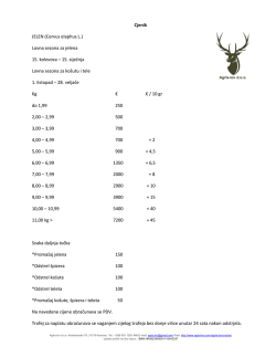 Cjenik JELEN (Cervus elaphus L.) Lovna sezona - Agria