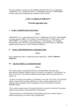 ,,VISA NAJBOLJI POKLON`` Pravila nagradne igre