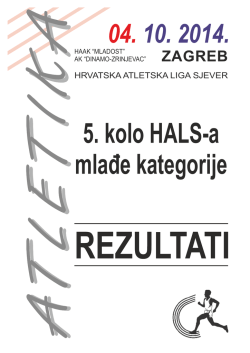 Cjelokupni plasmani i rezultati 5. kola Hrvatske atletske