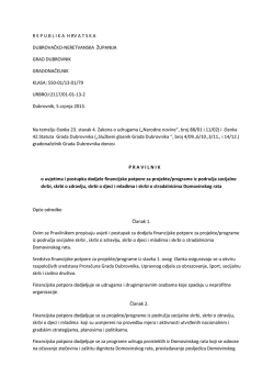 Pravilnik o uvjetima i postupku dodjele financijske potpore