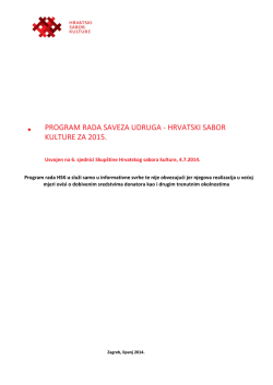 program rada hsk 2015. - Hrvatski sabor kulture