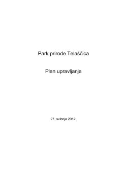 Park prirode Tela&scaron;ćica Plan upravljanja